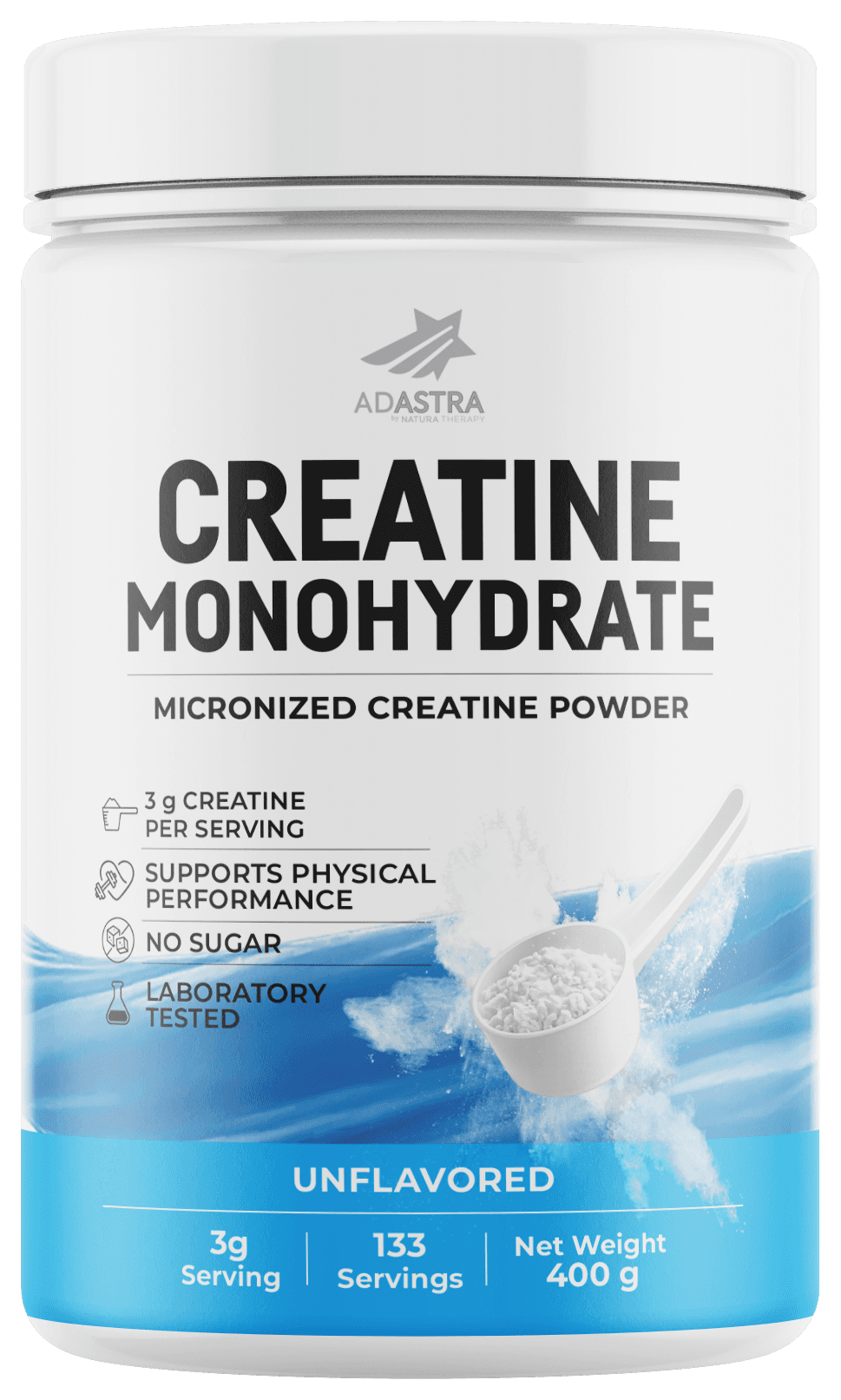 CREATINE MONOHYDRATE 400 г — за сила и раст на мускулите — Без вкус – сила | NaturaTherapy – природни додатоци во исхраната